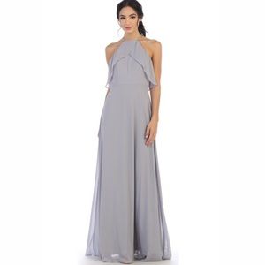 CLOSING SALE! Silver gray halter bridesmaid dress